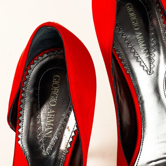 Giorgio Armani Rosso Velvet & Satin D'Orsay Heels - Picture 10 of 12